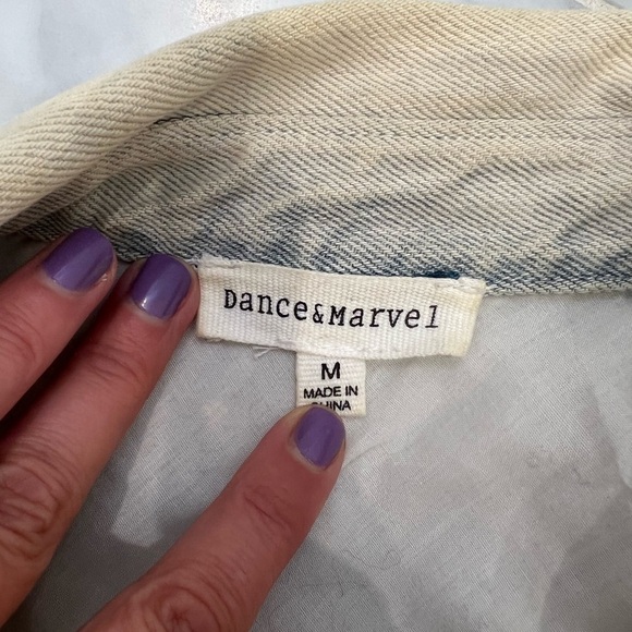 Dance & MARVEL Bleached dyed destroyed & distressed denim raw edge jacket size M - Picture 3 of 9